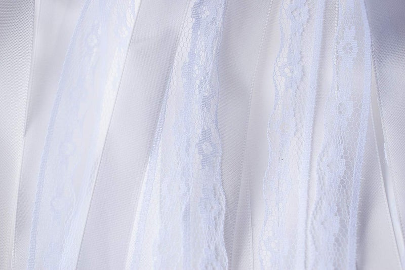 Kingsnow 50 Pack White Lace Ribbon Wands Wedding Streamers with Silver Bells, Silk Fairy Stick Wish Wands for Wedding Send off Party Activities Holiday Celebration - Image 4